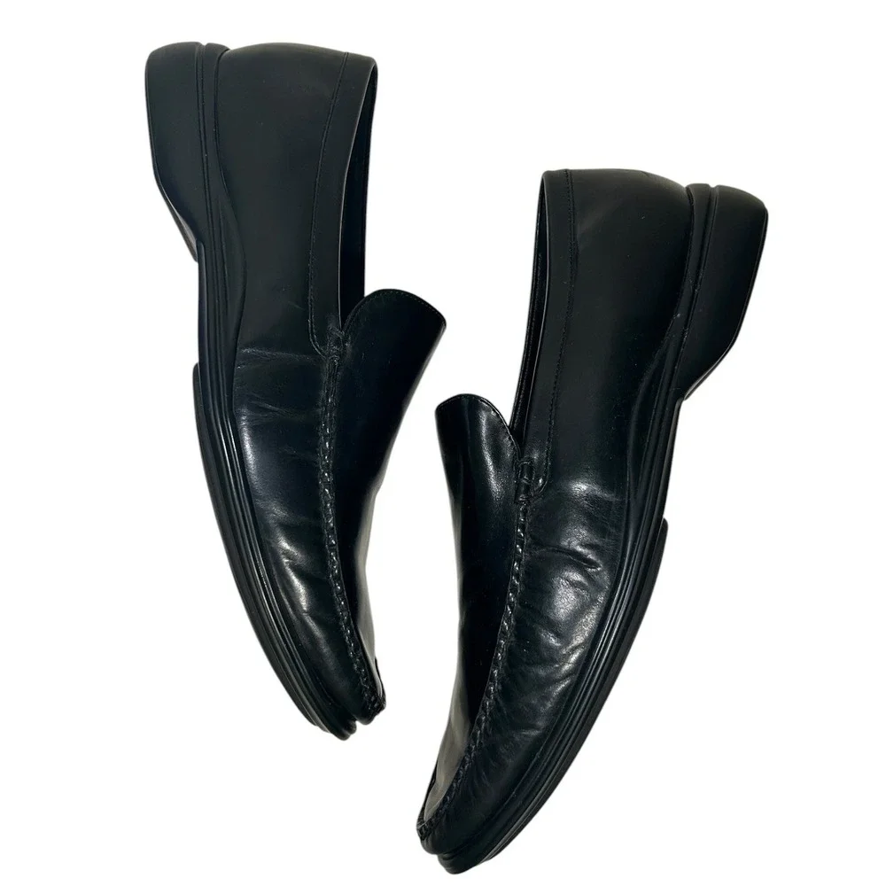 Cole Haan Nike Air Loafers Classic Black Leather Slip On Shoes 11 C08202